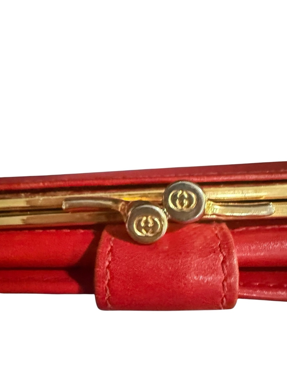 Vintage Gucci Red Leather GG Continental Wallet Clutch Kiss Lock Made in Italy - Picture 7 of 14